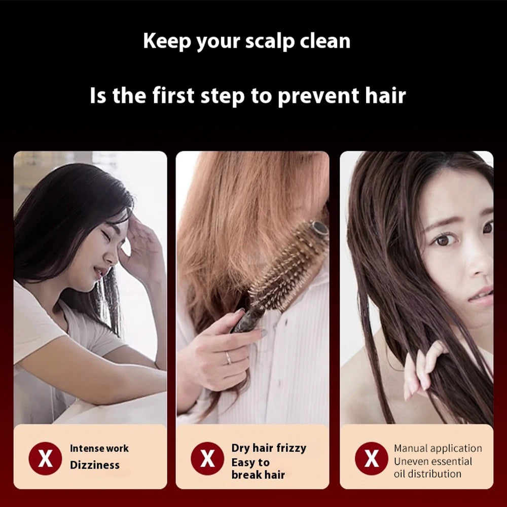Vibration Scalp Comb with Red Light Therapy & Oil Applicator — Hair Growth & Anti‑Hair‑Loss Treatment