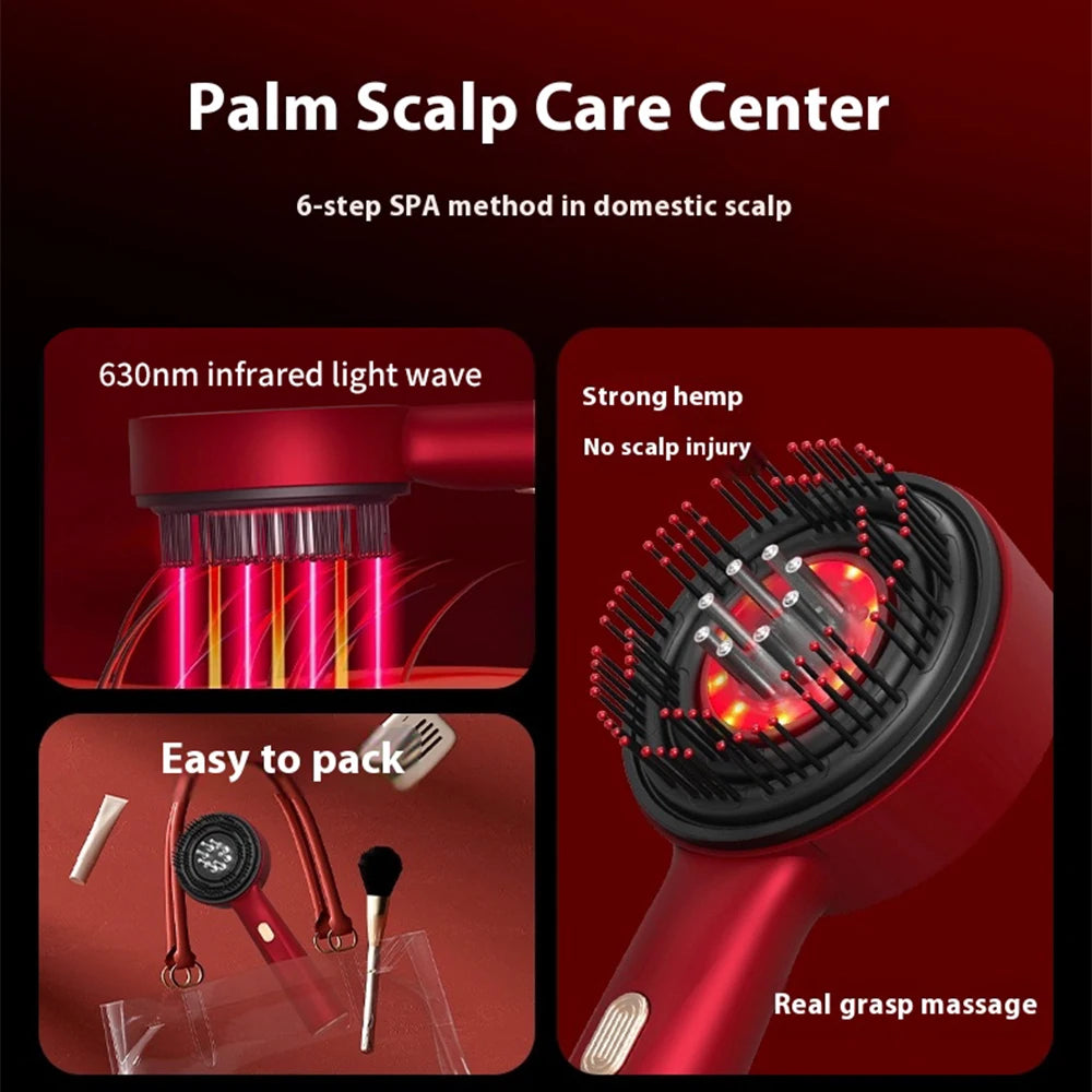 Vibration Scalp Comb with Red Light Therapy & Oil Applicator — Hair Growth & Anti‑Hair‑Loss Treatment