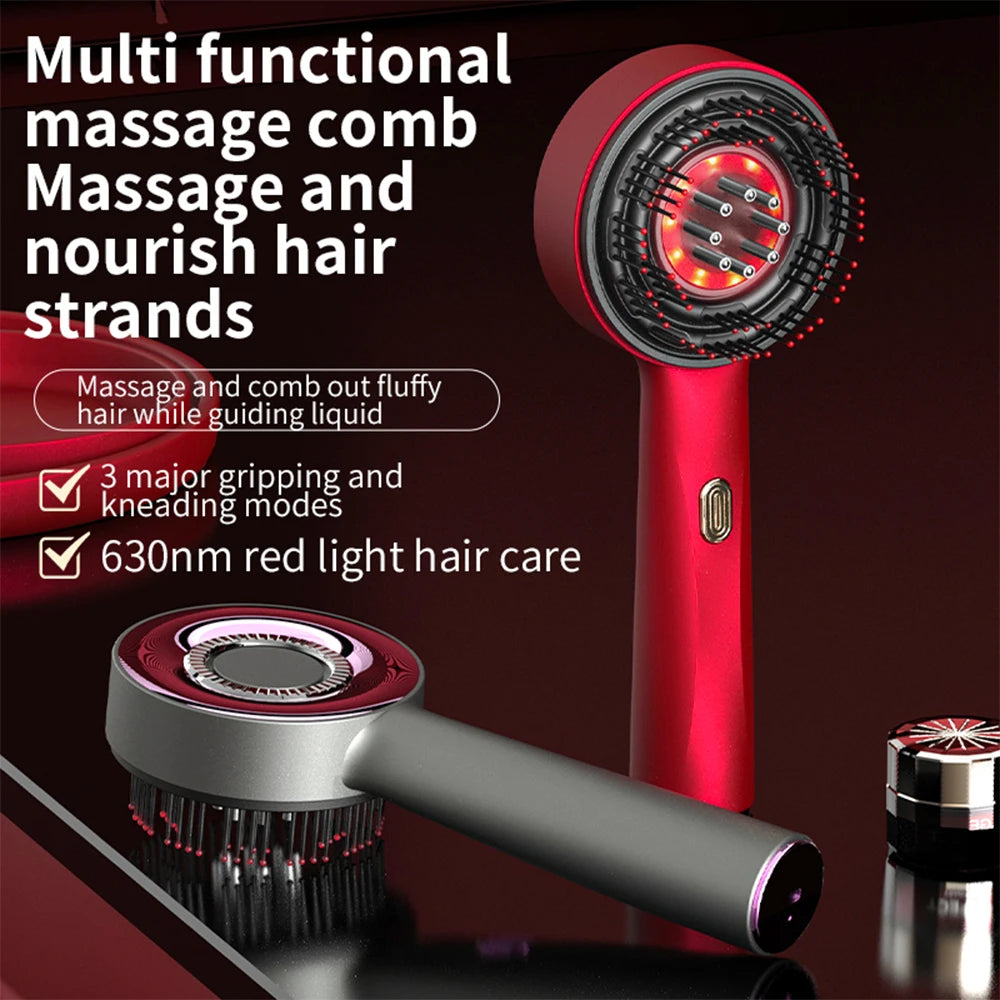 Vibration Scalp Comb with Red Light Therapy & Oil Applicator — Hair Growth & Anti‑Hair‑Loss Treatment