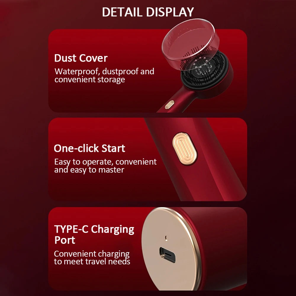 Vibration Scalp Comb with Red Light Therapy & Oil Applicator