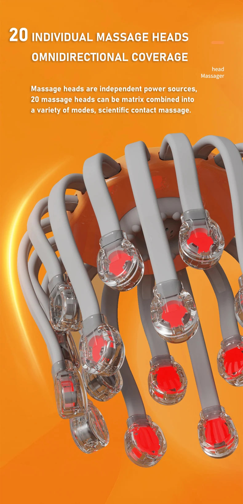 20‑Head Scalp Massager with Red Light Therapy — Octopus