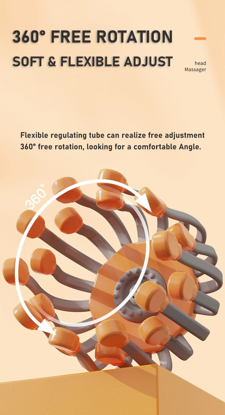 20‑Head Scalp Massager with Red Light Therapy — Octopus