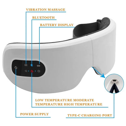 Smart Eye Massager – Foldable Bluetooth Hot‑Compress & Air‑Pressure Eye Mask