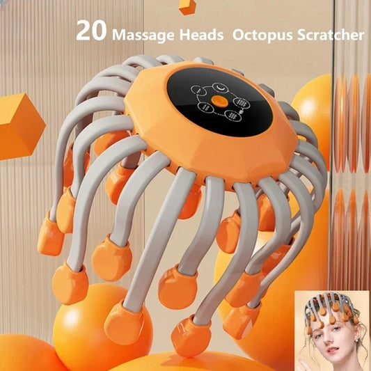 20‑Head Scalp Massager with Red Light Therapy — Octopus