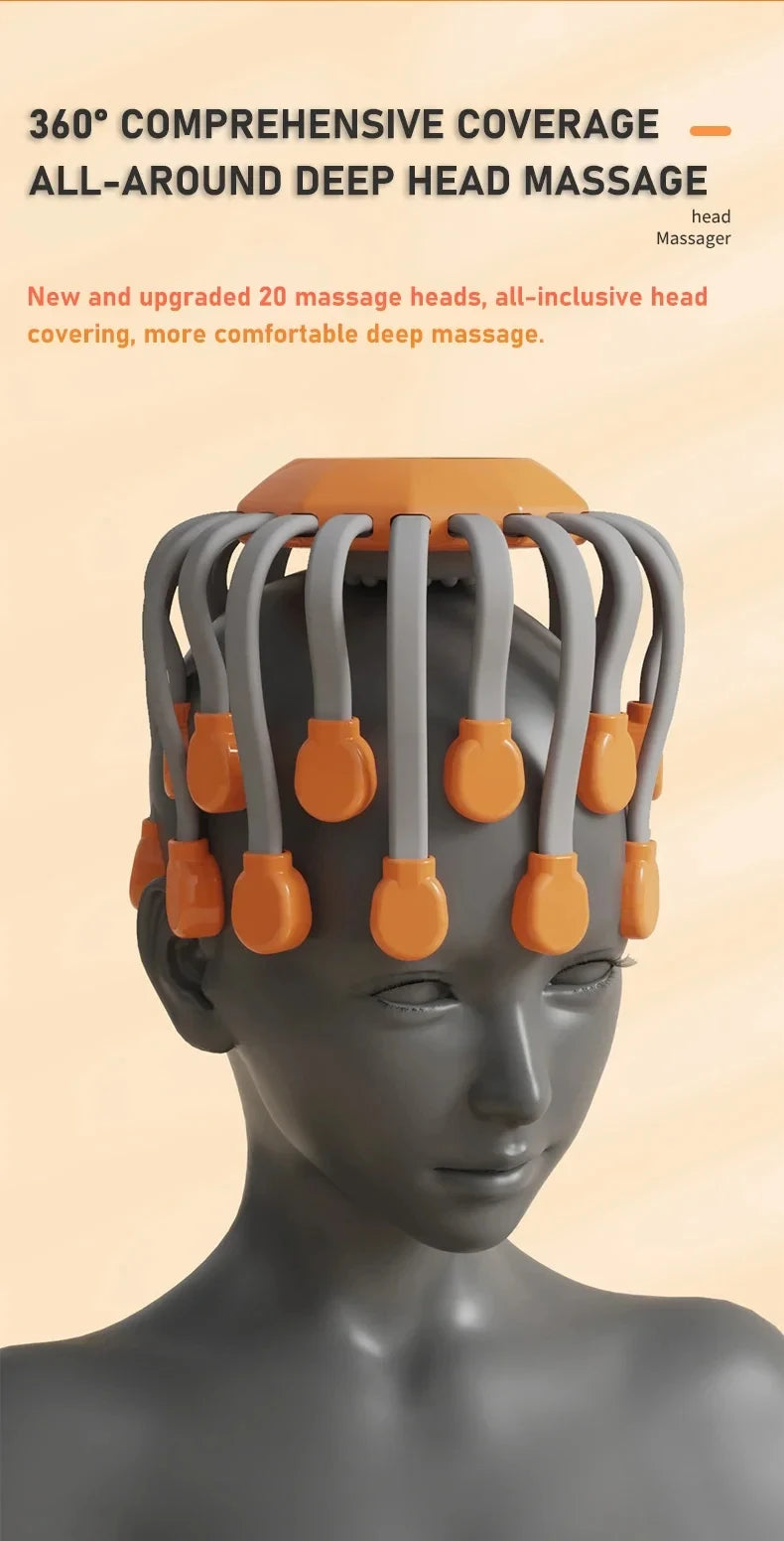 20‑Head Scalp Massager with Red Light Therapy — Octopus