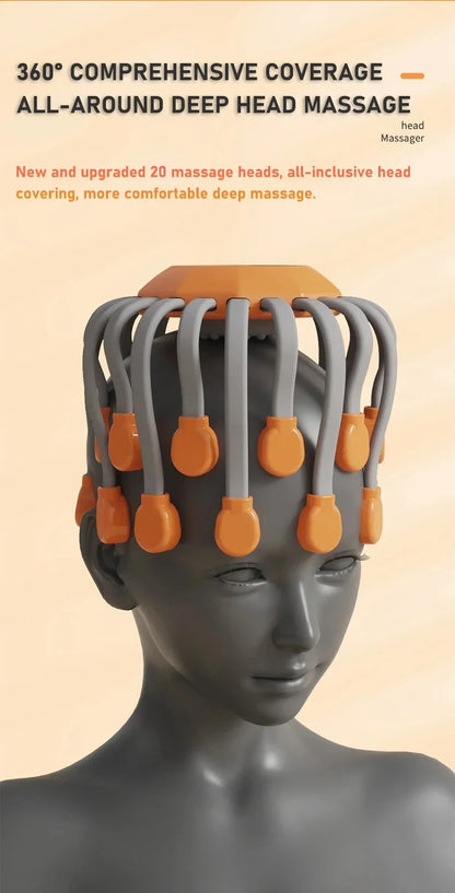 20‑Head Scalp Massager with Red Light Therapy — Octopus