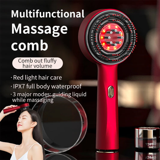 Vibration Scalp Comb with Red Light Therapy & Oil Applicator